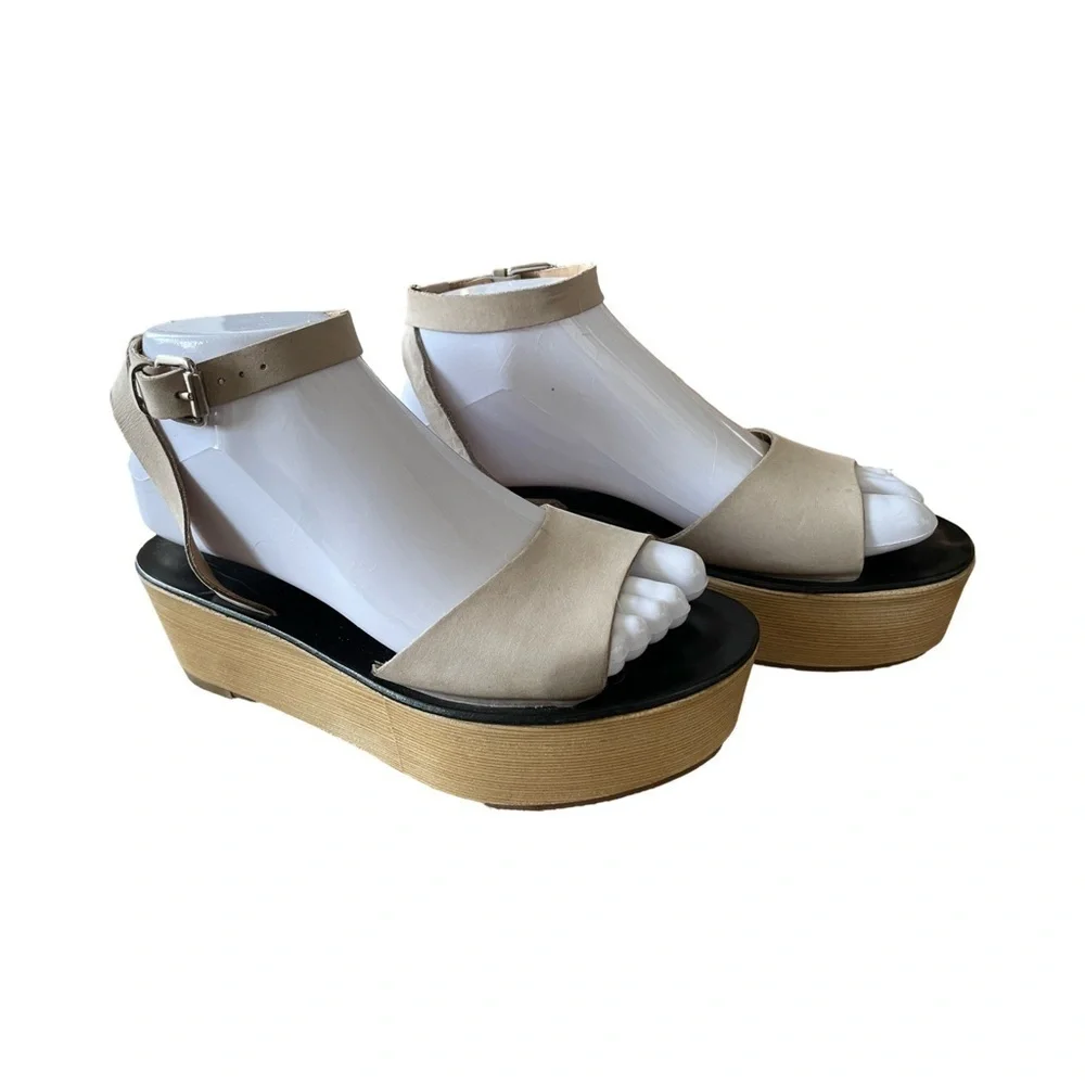 Pour La Victoire Ciara Platform Sandals Taupe Nubuck Size 6.5